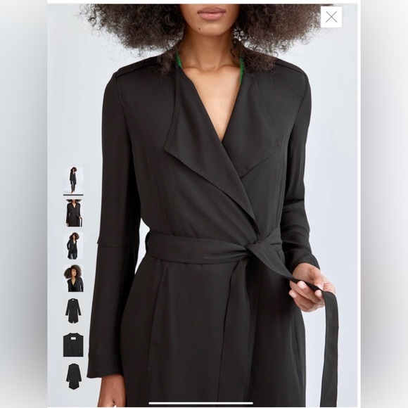 Babaton Aritzia Black Lightweight Flowy Trench Coat Small - Picture 3 of 8